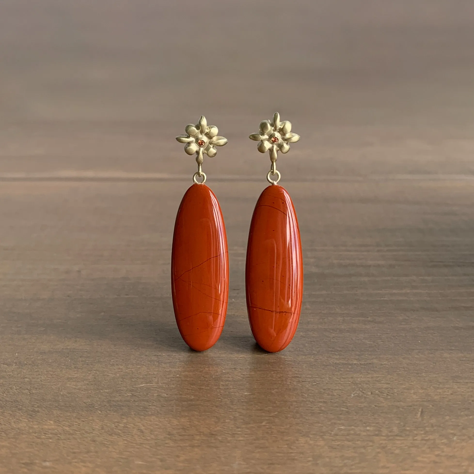 Red Jasper Lily Drop Earrings