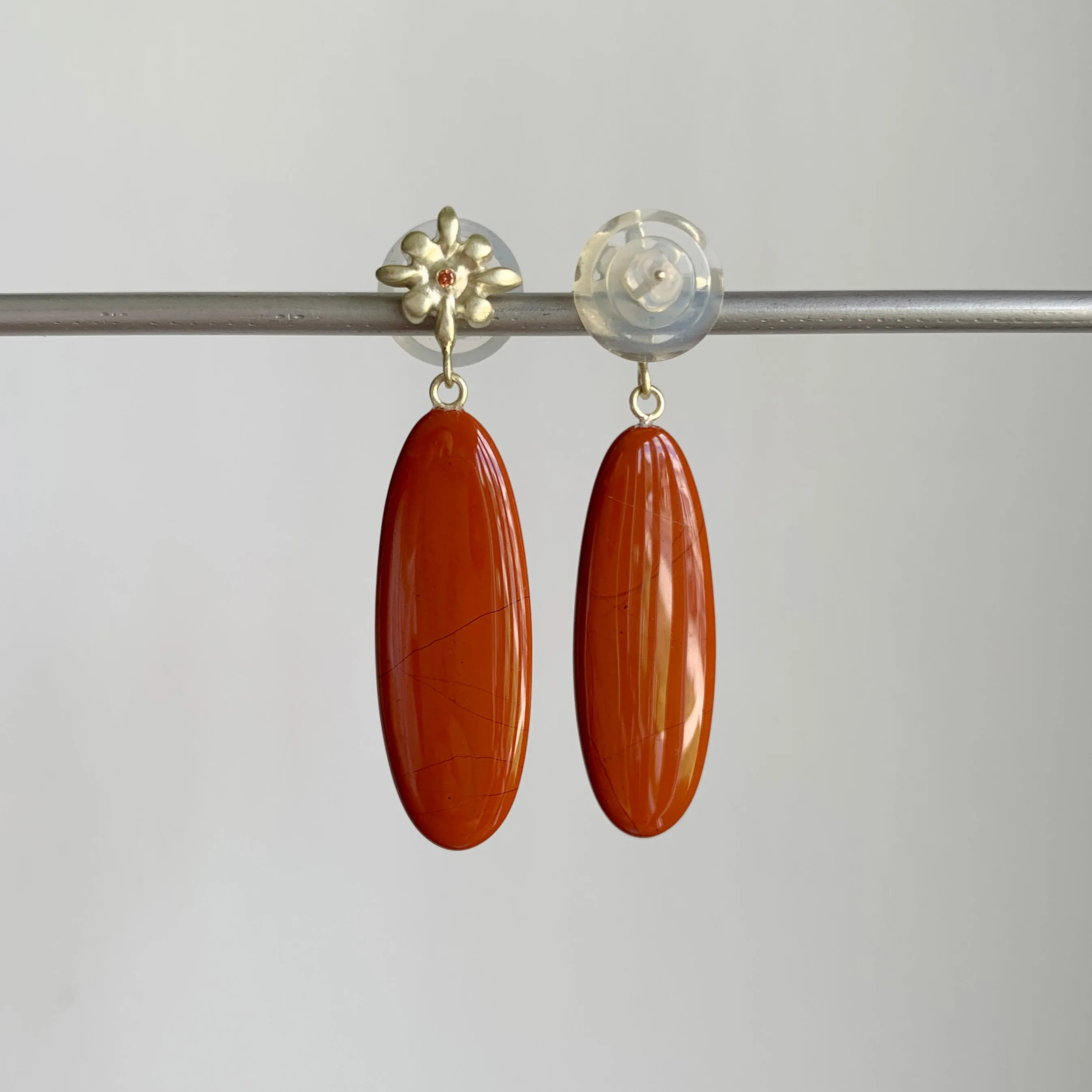 Red Jasper Lily Drop Earrings