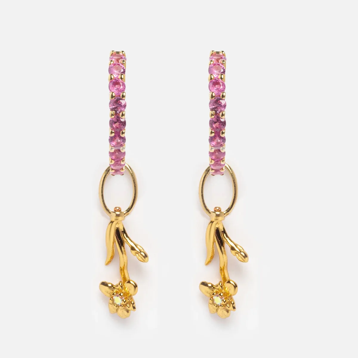 Regan Smith x Local Eclectic Solid Gold Pink Sapphire Huggie Hoops