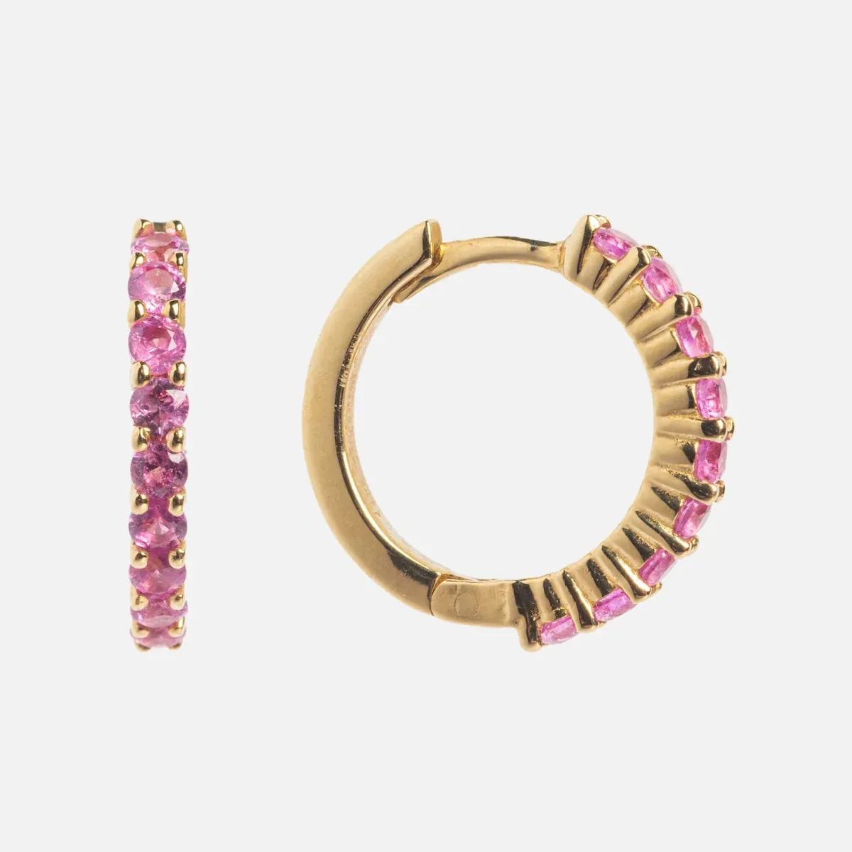 Regan Smith x Local Eclectic Solid Gold Pink Sapphire Huggie Hoops