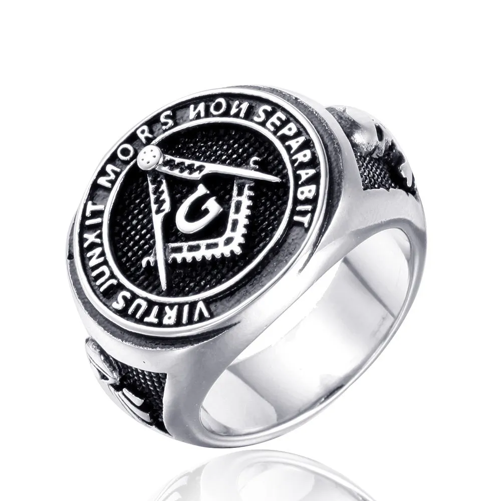 Religious Masonic Stainless Steel Ring Symbol G  Ring Fashion Compass Masonic Ring Freemason Symbol Ring