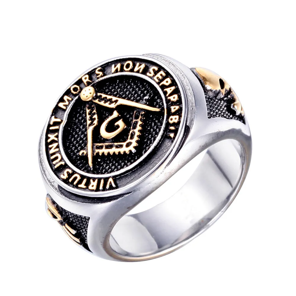 Religious Masonic Stainless Steel Ring Symbol G  Ring Fashion Compass Masonic Ring Freemason Symbol Ring