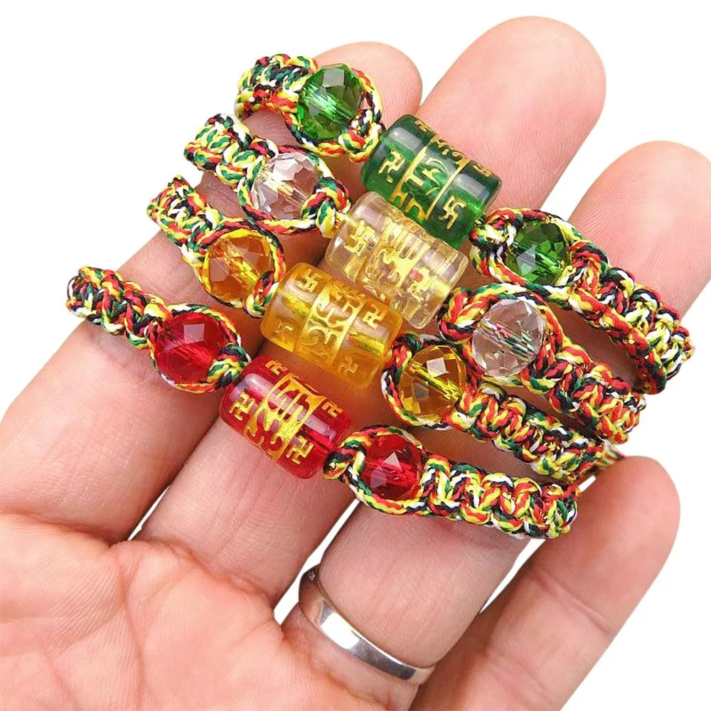 Retro Tibetan 6 Words Mantra Lucky Charm Braided Bracelet