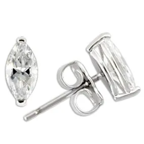 Rhodium 925 Sterling Silver Earrings with AAA Grade CZ in Clear for Women Clear Stone Color Style 0W167