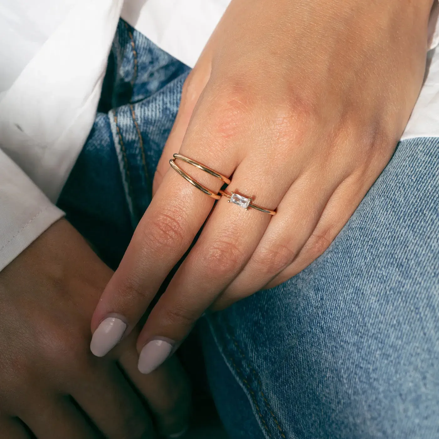 Ring With Rectangular Crystal