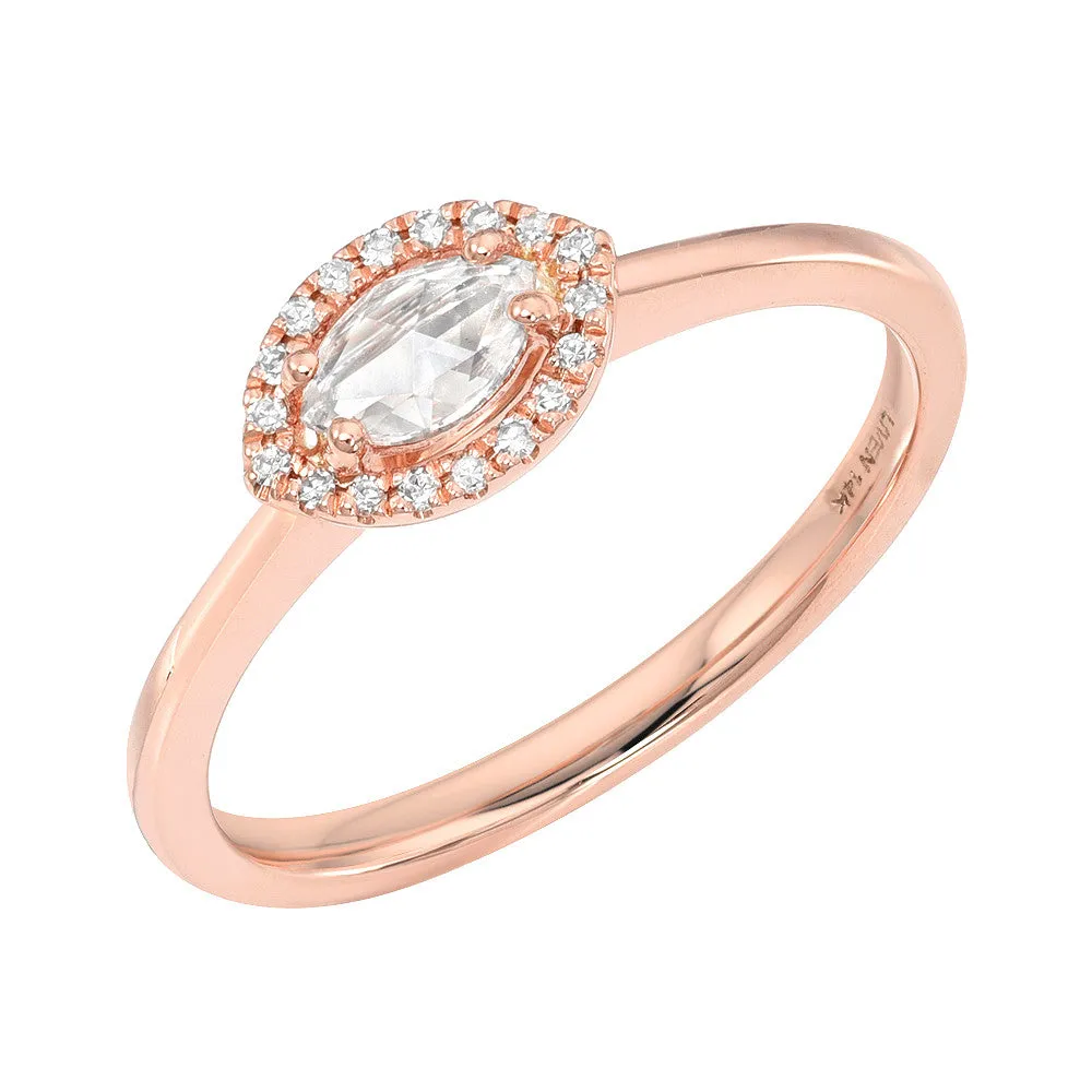 Rose Cut Marquise Diamond Halo Band