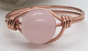 Rose Quartz Copper Bead Ring