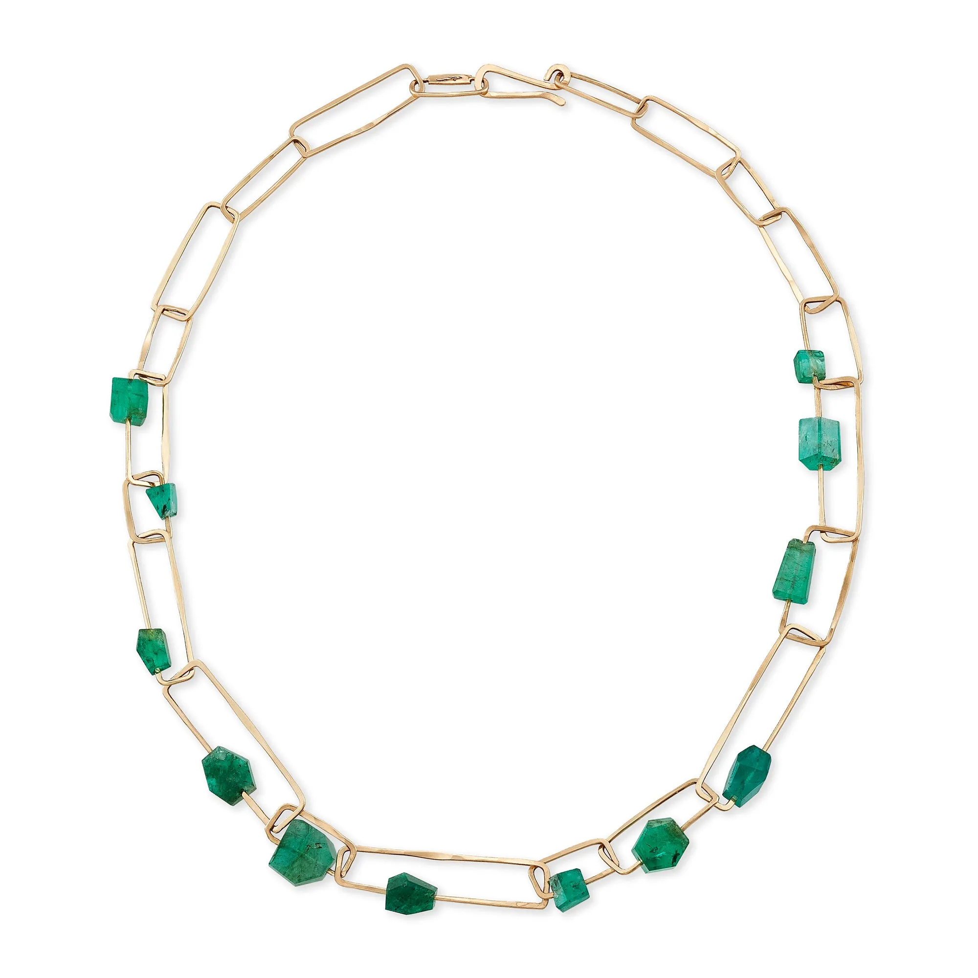 Rough Cut Emerald Link Necklace