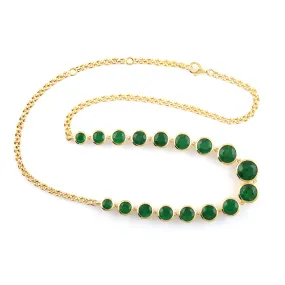 Round Emerald Gemstone Bezel Set Wedding Princess Necklace 18k Yellow Gold Jewelry