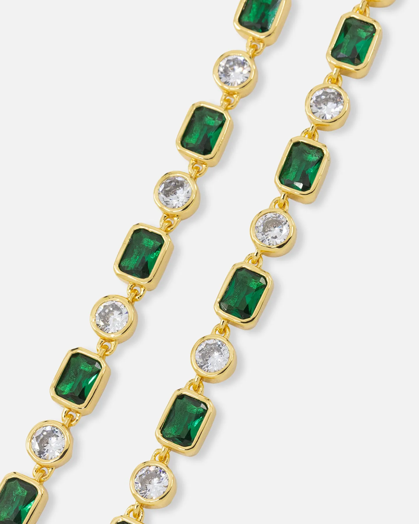 Saint Morta Emerald Cut Brilliant Chain Iced Gold/Emerald