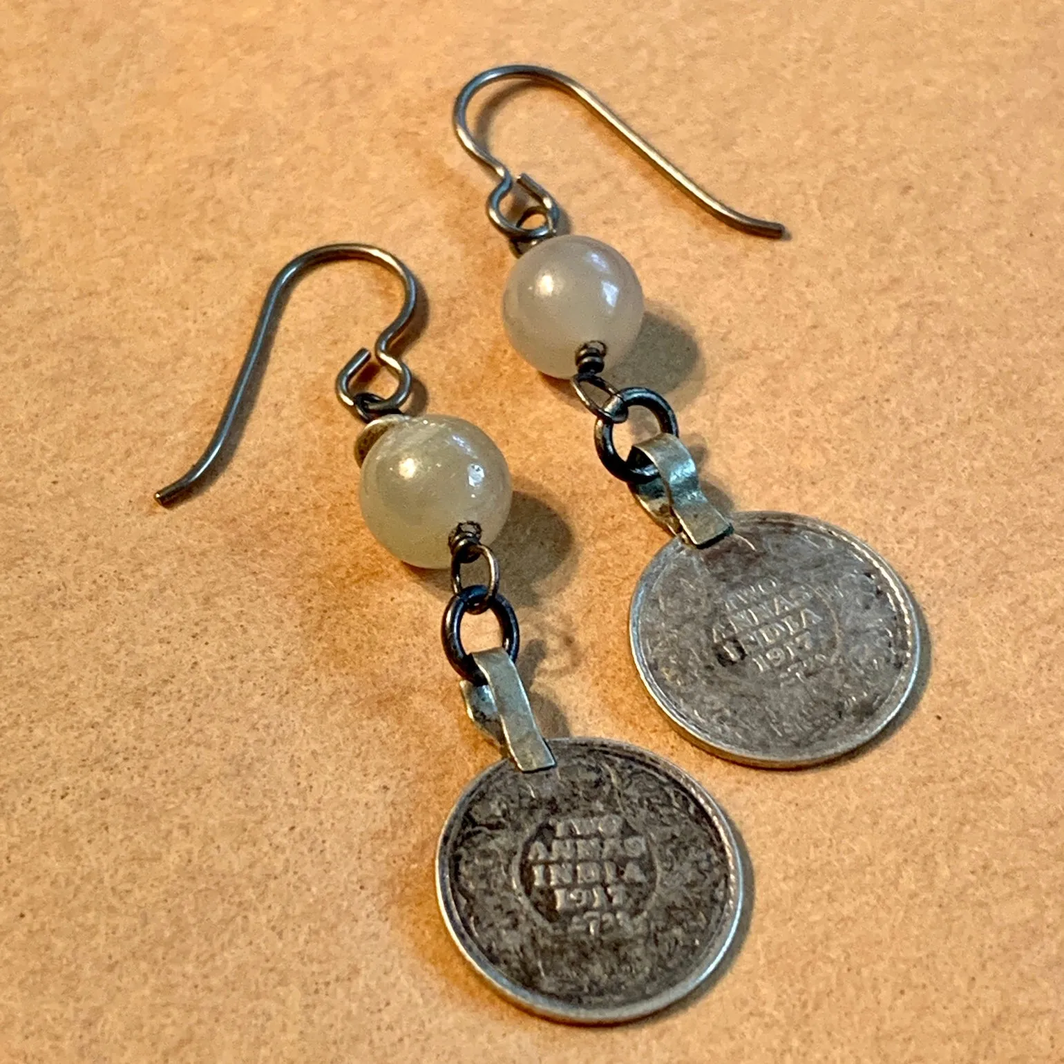 Sapphire & Antique Rupee Coins Earrings