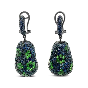 Sapphire & Tsavorite Drop Earrings