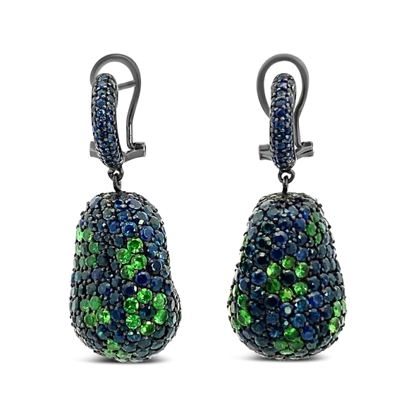 Sapphire & Tsavorite Drop Earrings