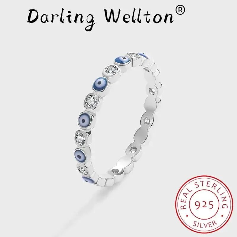 Sapphire Eye Round Full Diamond Crystal Ring