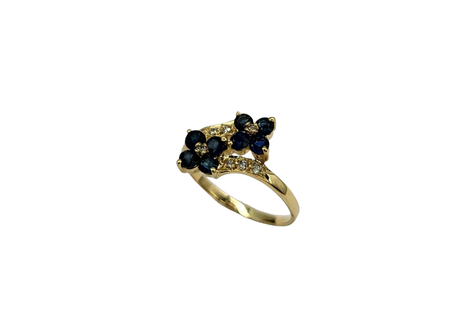 Sapphire Floral Bypass Ring