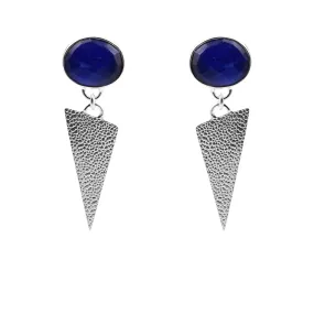 Sapphire Silver Triangle Earrings