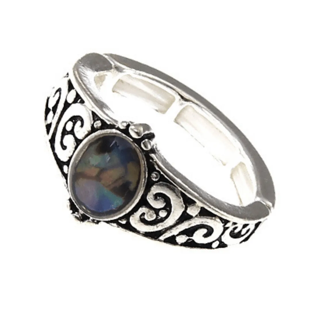 Silver Abalone Stretch Ring