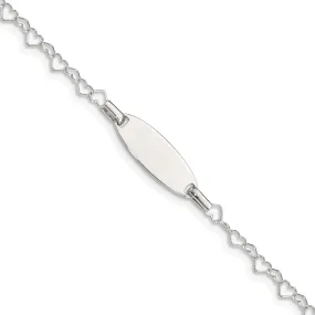 Silver Childrens ID Heart Link Bracelet