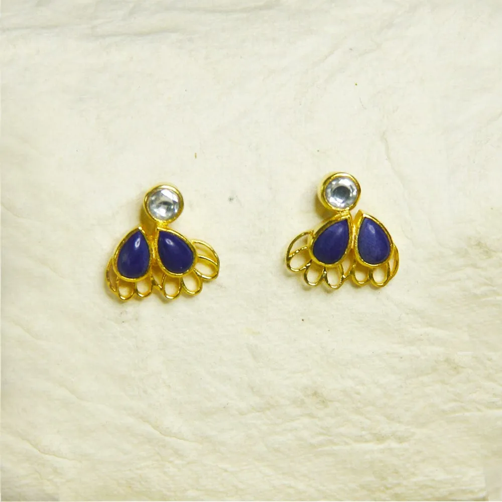 Silver Gold titli Stud Earrings