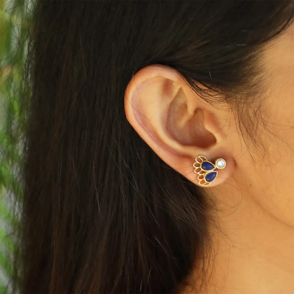 Silver Gold titli Stud Earrings