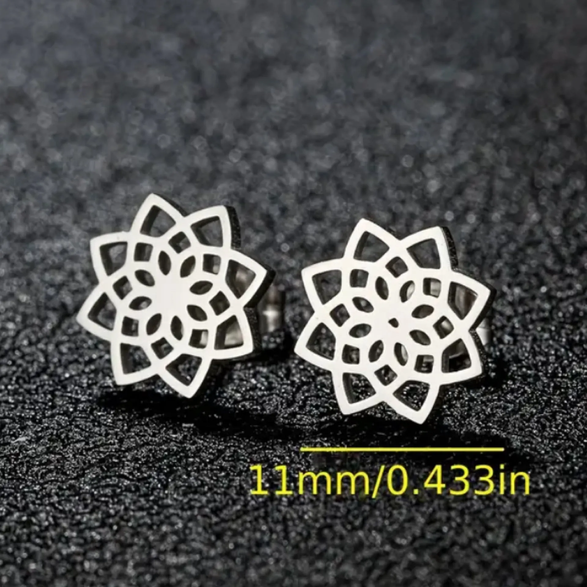 Silver Seed of Life Mandala Stud Earrings