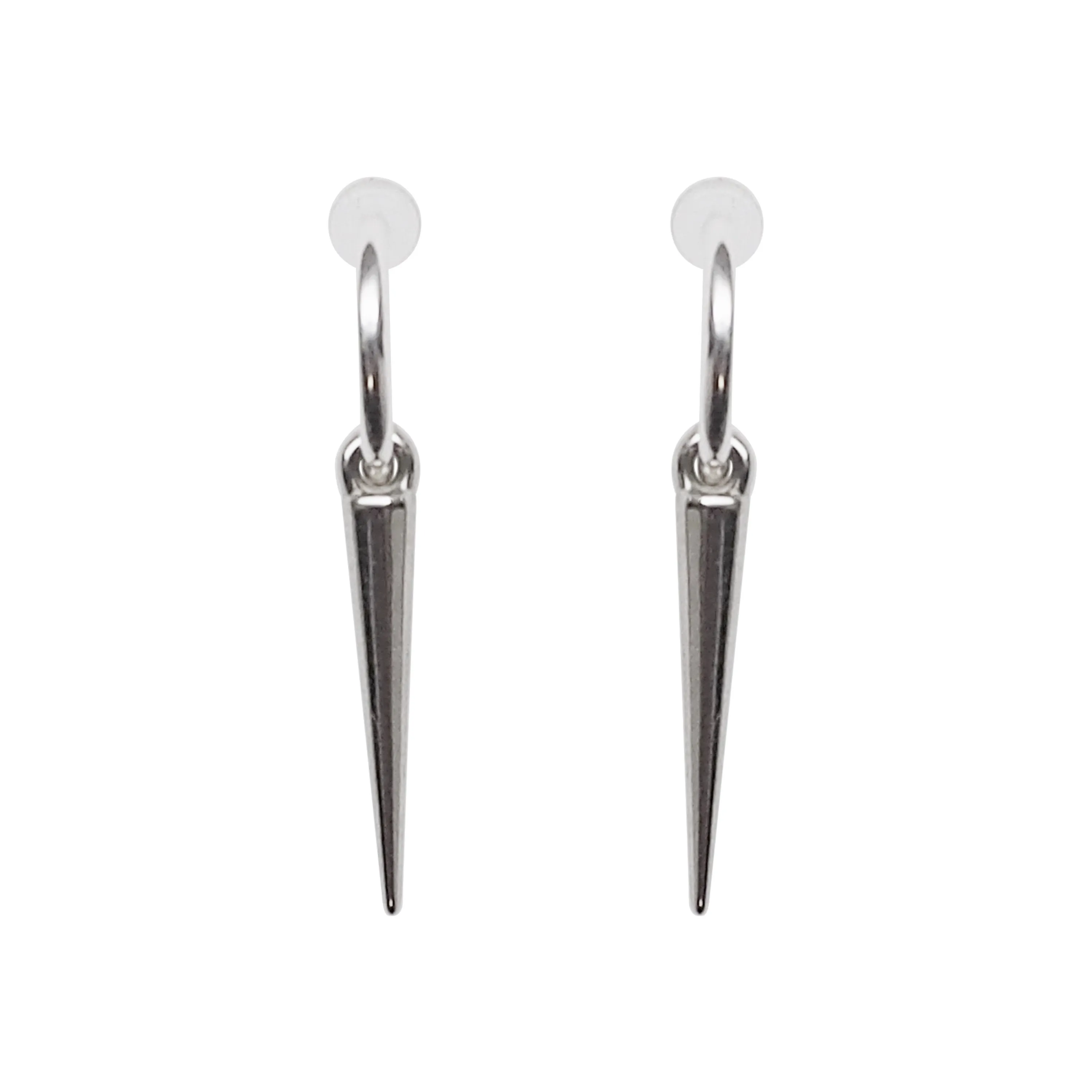 Silver Spike Resin Clip On Hoop Earrings