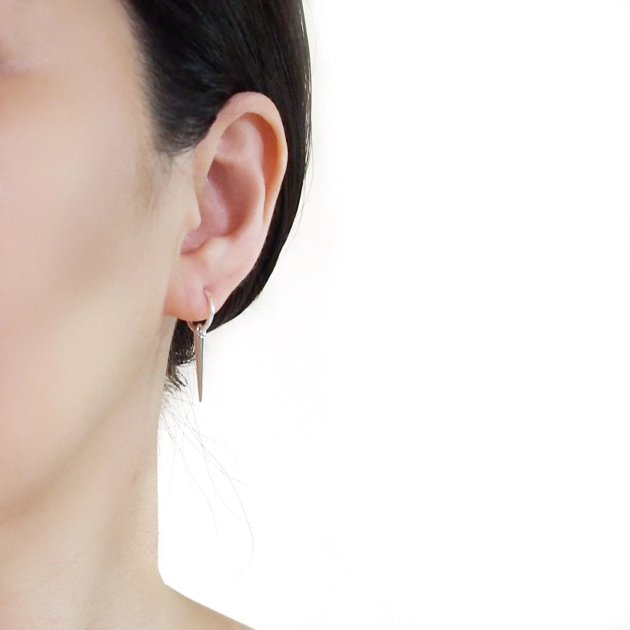 Silver Spike Resin Clip On Hoop Earrings