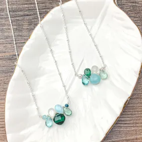 Siren Emerald and Larimar Mini Katie Necklace