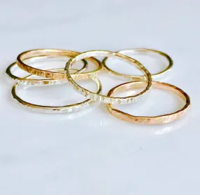 Stackable Hammered Rings - Rose Gold