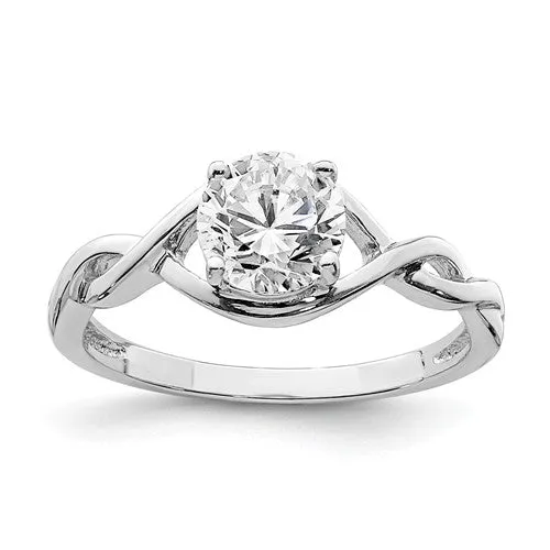 Sterling Silver 6.5mm Round CZ Twisted Promise Ring