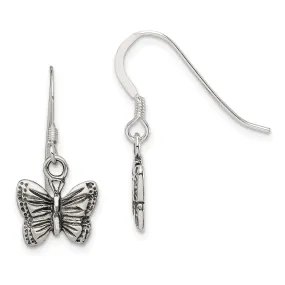 Sterling Silver Antiqued Butterfly Earrings