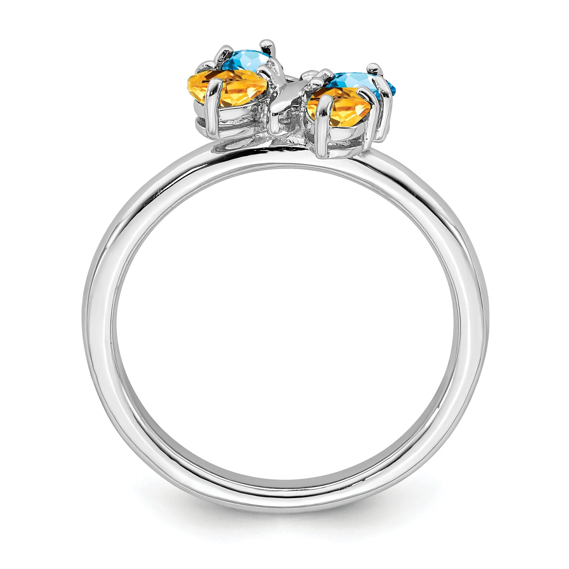 Sterling Silver Blue Topaz/Citrine Butterfly Ring