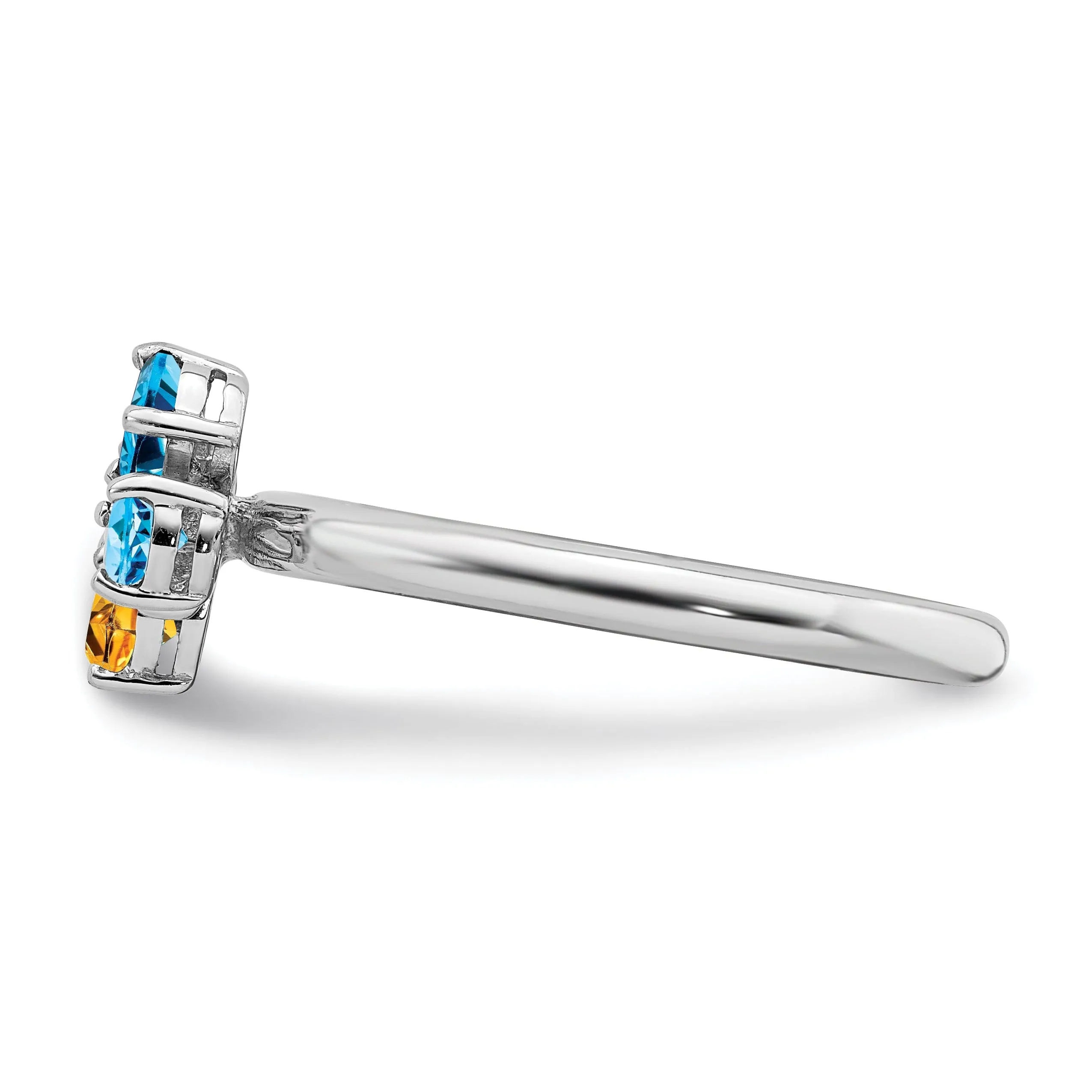 Sterling Silver Blue Topaz/Citrine Butterfly Ring