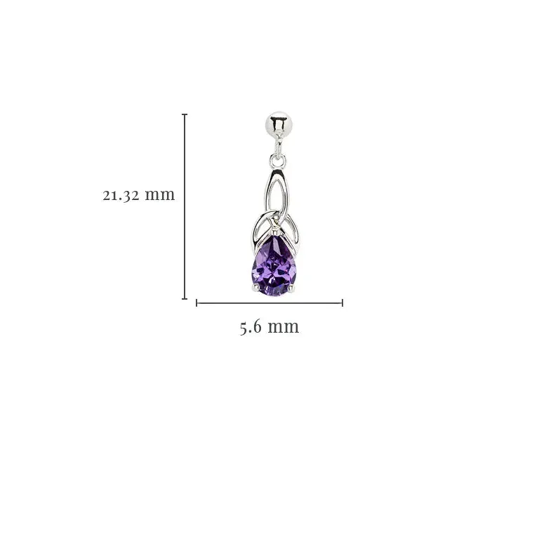 Sterling Silver Cubic Zirconia Amethyst Trinity Knot Earrings