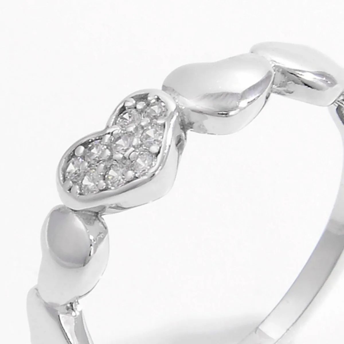 Sterling Silver Inlaid Zircon Heart Ring