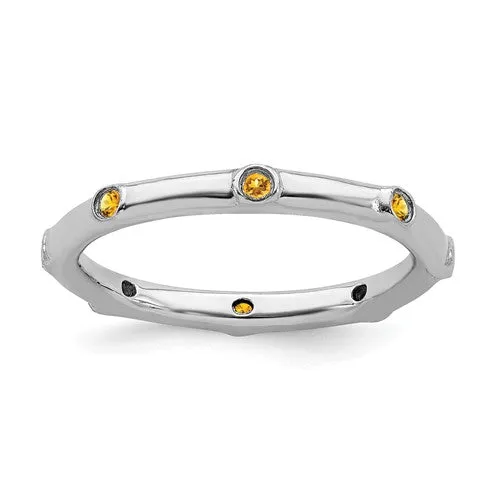 Sterling Silver Stackable Expressions Citrine Ring