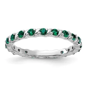 Sterling Silver Stackable Expressions Created Emerald Eternity Ring