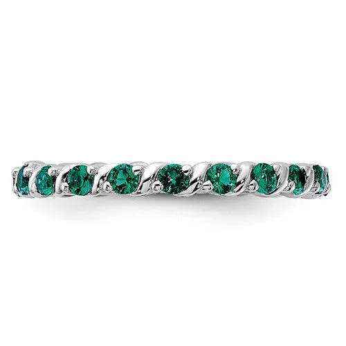 Sterling Silver Stackable Expressions Created Emerald Eternity Ring