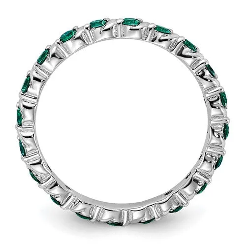 Sterling Silver Stackable Expressions Created Emerald Eternity Ring