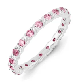 Sterling Silver Stackable Expressions Created Pink Sapphire Eternity Ring