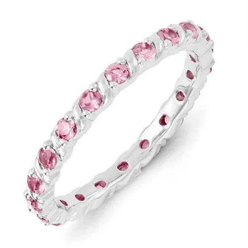 Sterling Silver Stackable Expressions Created Pink Sapphire Eternity Ring