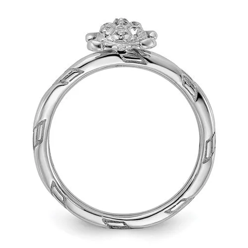 Sterling Silver Stackable Expressions Diamond Turtle Ring