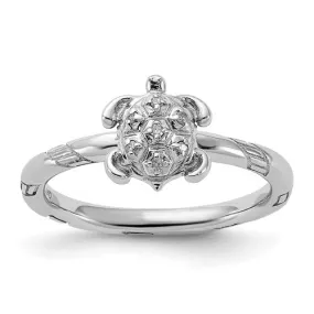 Sterling Silver Stackable Expressions Diamond Turtle Ring