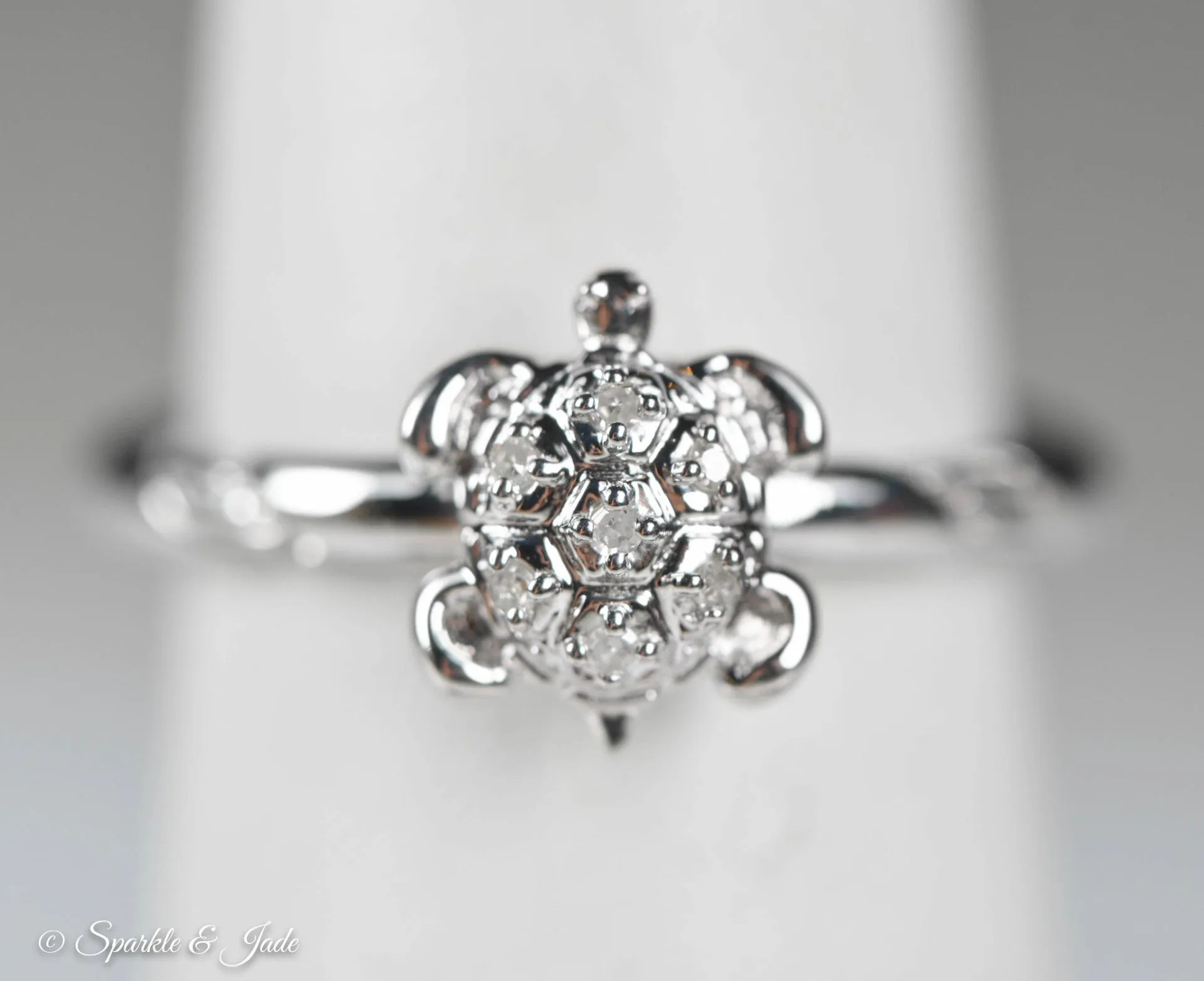 Sterling Silver Stackable Expressions Diamond Turtle Ring