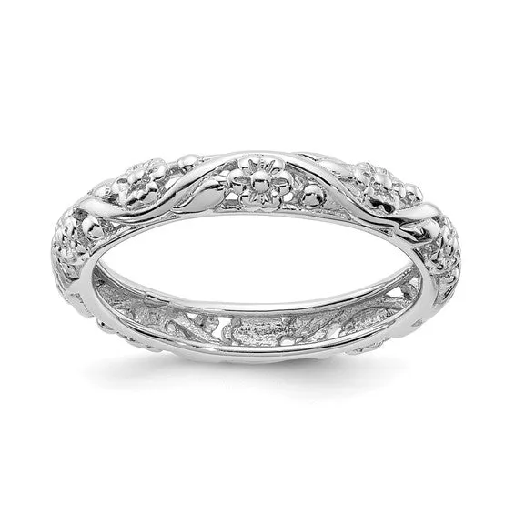 Sterling Silver Stackable Expressions Floral Ring