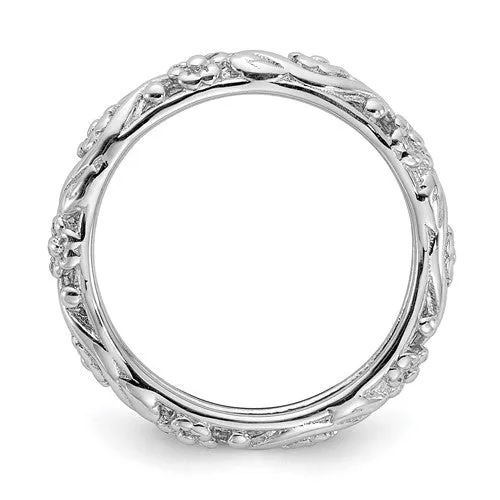 Sterling Silver Stackable Expressions Floral Ring