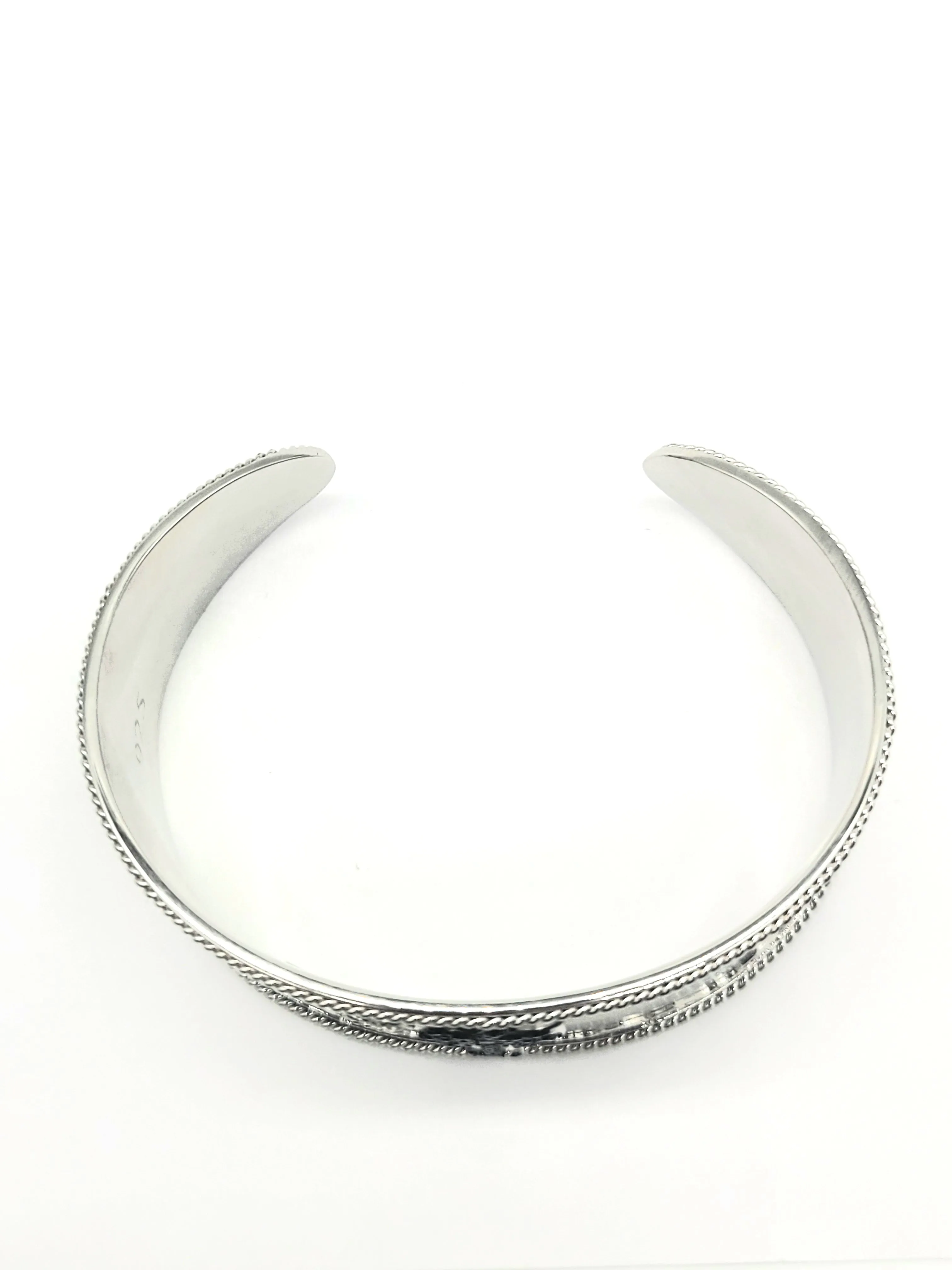 Sterling Silver Wide South Carolina Palm Tree Cuff Bracelet