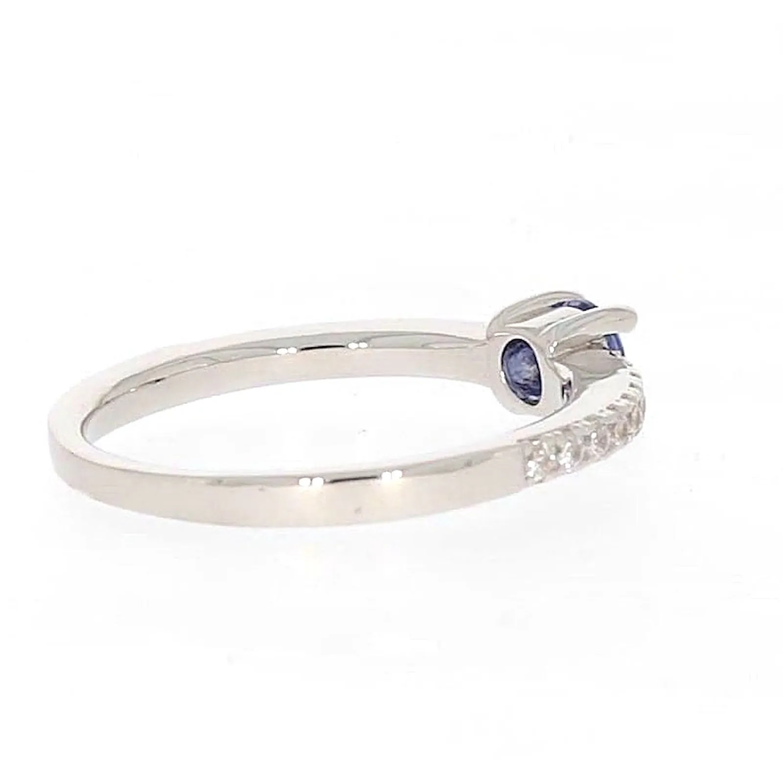 Sterling Silver with Blue Cubic Zirconia Stacker Ring