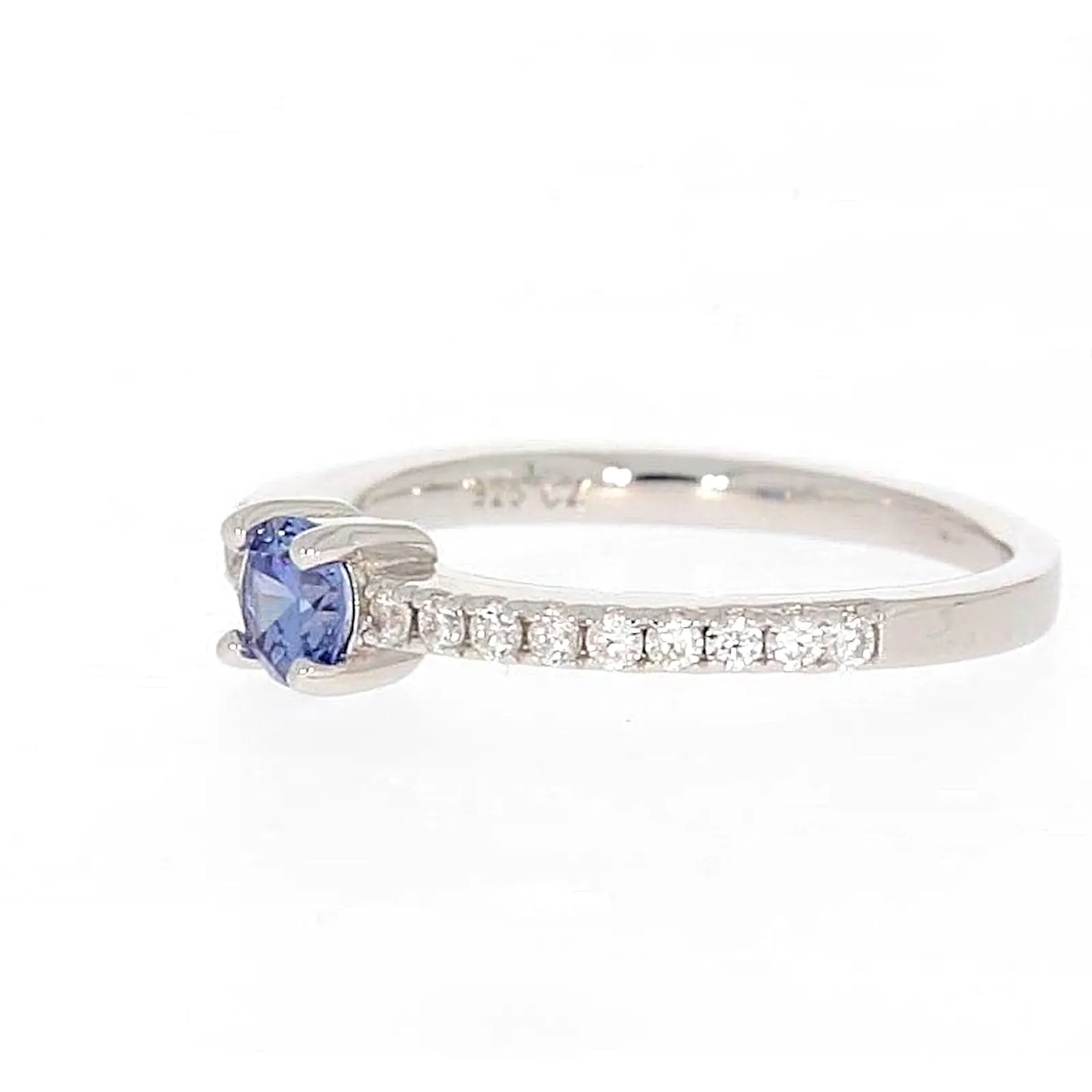 Sterling Silver with Blue Cubic Zirconia Stacker Ring