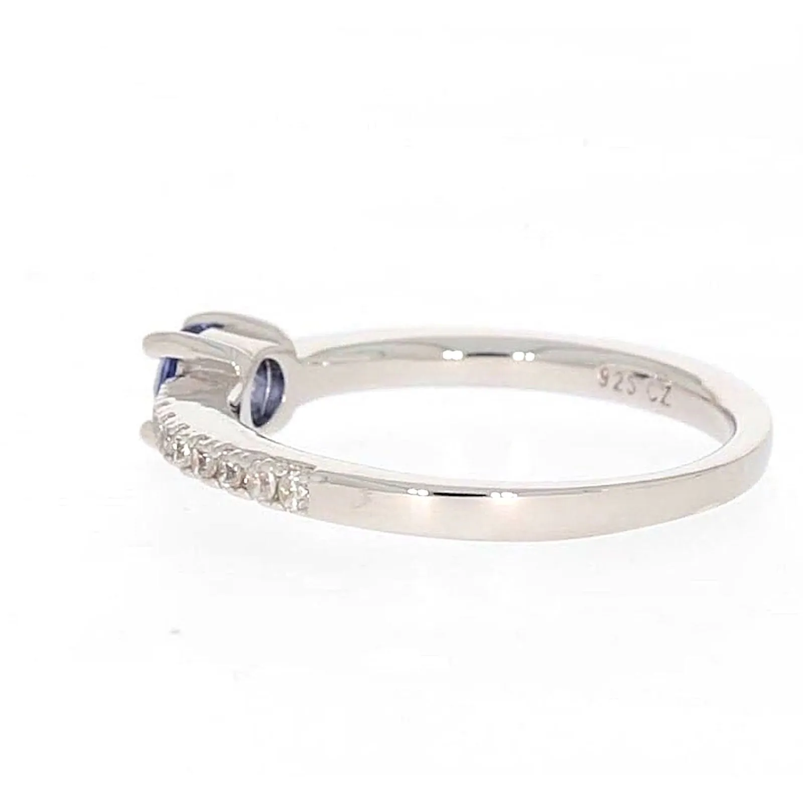 Sterling Silver with Blue Cubic Zirconia Stacker Ring